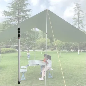 Telescoping 37.8-92.5 in Awning Poles, Silver Aluminum Alloy Tarp Poles for Outdoor Camping, Lightweight Tent Poles with Non-Slip Silicone Feet Covers(Set of 2)