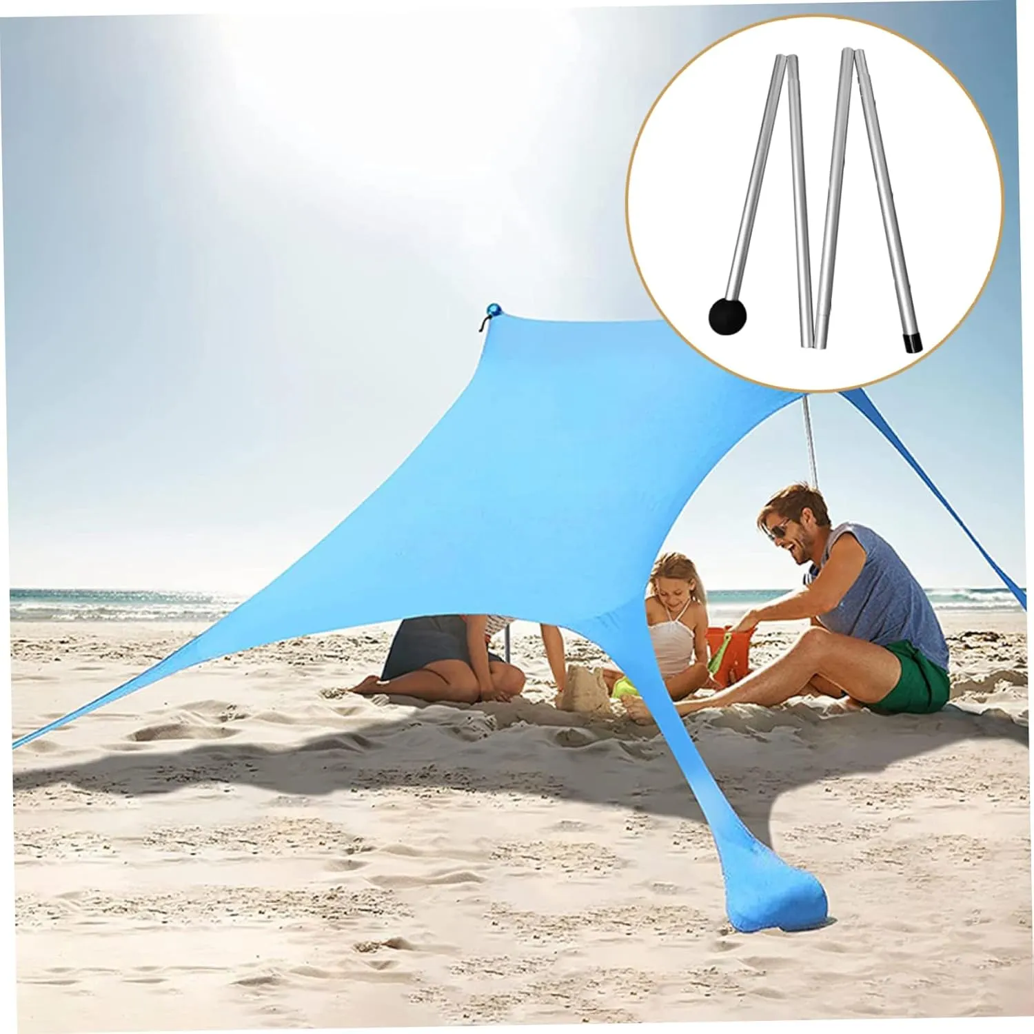 Telescoping Tarp Poles,8 Sections Tent Pole,Aluminum Alloy Adjustable Tarp Poles,Non-Slip Lightweight Beach Tent Poles for Camping Hiking Outdoor Sport Activities