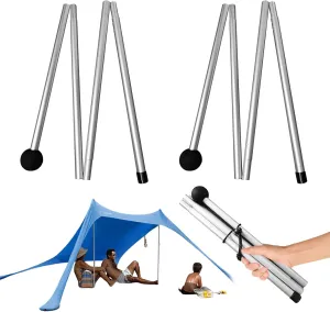 Telescoping Tarp Poles,8 Sections Tent Pole,Aluminum Alloy Adjustable Tarp Poles,Non-Slip Lightweight Beach Tent Poles for Camping Hiking Outdoor Sport Activities
