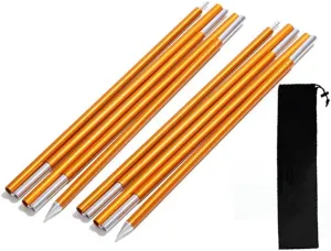 Tent Pole Rod, Adjustable Tarp and Tent Poles 2 PCS, Foldable Sunshelter Support Aluminum Rods Awning Frames Kit Replacement Parts for Outdoor Camping