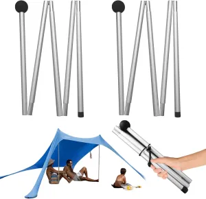 Tent Pole Telescoping Tarp Poles 78.7 Inch Inch Total 10 Sections Tent Pole Aluminum Alloy Adjustable Tarp Poles Non-Slip Lightweight Beach Tent Poles for Camping Hiking Outdoor Sport Activ