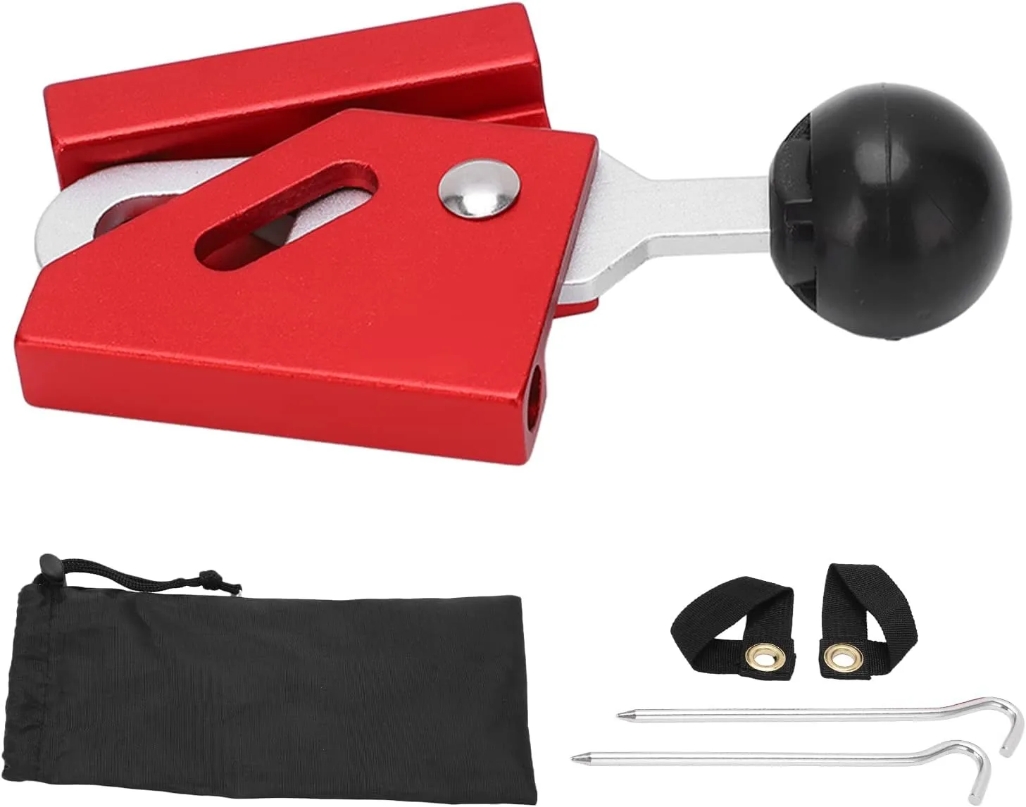Tent Pole Tips Cap Set, Aluminum Alloy Material, Anti Puncture Design, Adjustable Angle, with Non Slip Ground Nails and Storage Bag for Outdoor Camping Hiking Tents (Red)