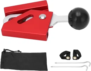 Tent Pole Tips Cap Set, Aluminum Alloy Material, Anti Puncture Design, Adjustable Angle, with Non Slip Ground Nails and Storage Bag for Outdoor Camping Hiking Tents (Red)