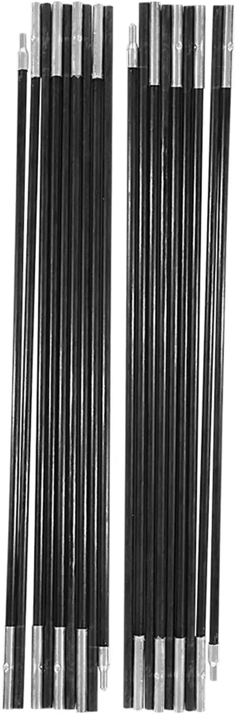 Tent Poles, 4.9m Tent Poles Replacement Fiberglass Camping Poles Foldable Tarp Poles Special Head Design Adjustable Tent Poles Rods Awning Frames Kit