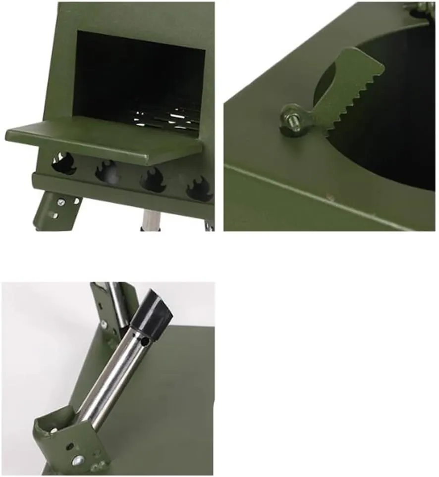Tent Stove Wood Burning Stove, Portable Folding Outdoor Camping Backpacking Charcoal for Barbecue Cooking Heating