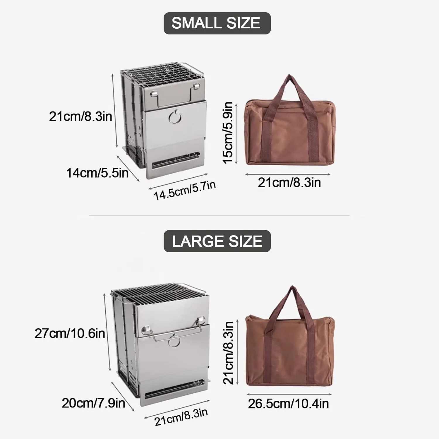 Tent Stove,Portable Wood Burning Stove,Stainless Steel Foldable and Portable Design/L