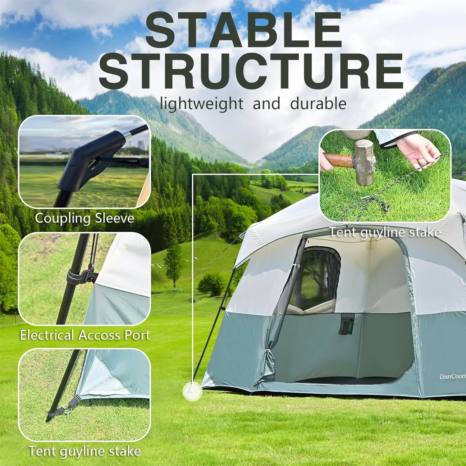 Tents 4/6/8/12 Person, Easy Setup Waterproof Camping Tent with Rainfly, Portable Double Layer Large Family Tent for Camping Backyard Outdoor &Hiking