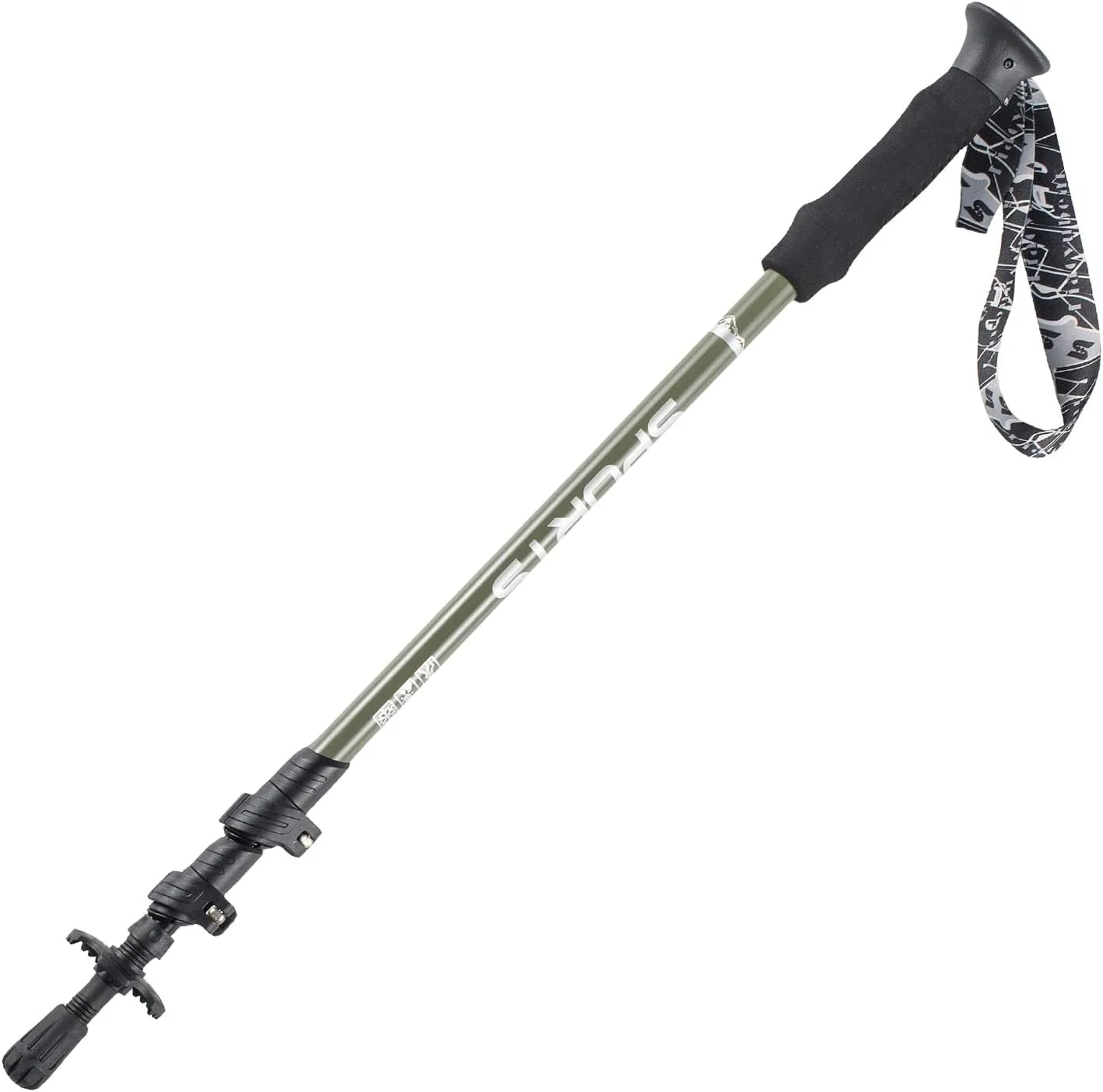 TFO 3-Section Telescopic Trekking Poles - 1PCS Carbon Fiber Monopod Walking or Hiking Sticks with with Accessories Mount and Adjustable Quick Locks