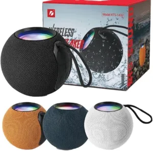 The Cute Bluetooth Speaker Waterproof Wireless FM Radio RGB Flashlight Fabric DJ Support TF Card with Superb Sound Quality, in Four (Black)