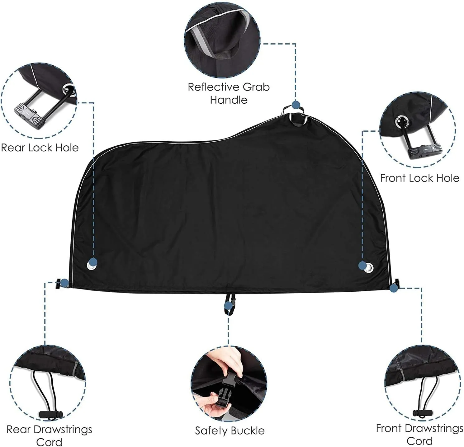 ThreeH Bike Cover for 3 Bikes Outdoor Storage Waterproof Rain Sun UV Dust Wind Proof with Lock Hole Bike Covers for Mountain Road Electric City Bike