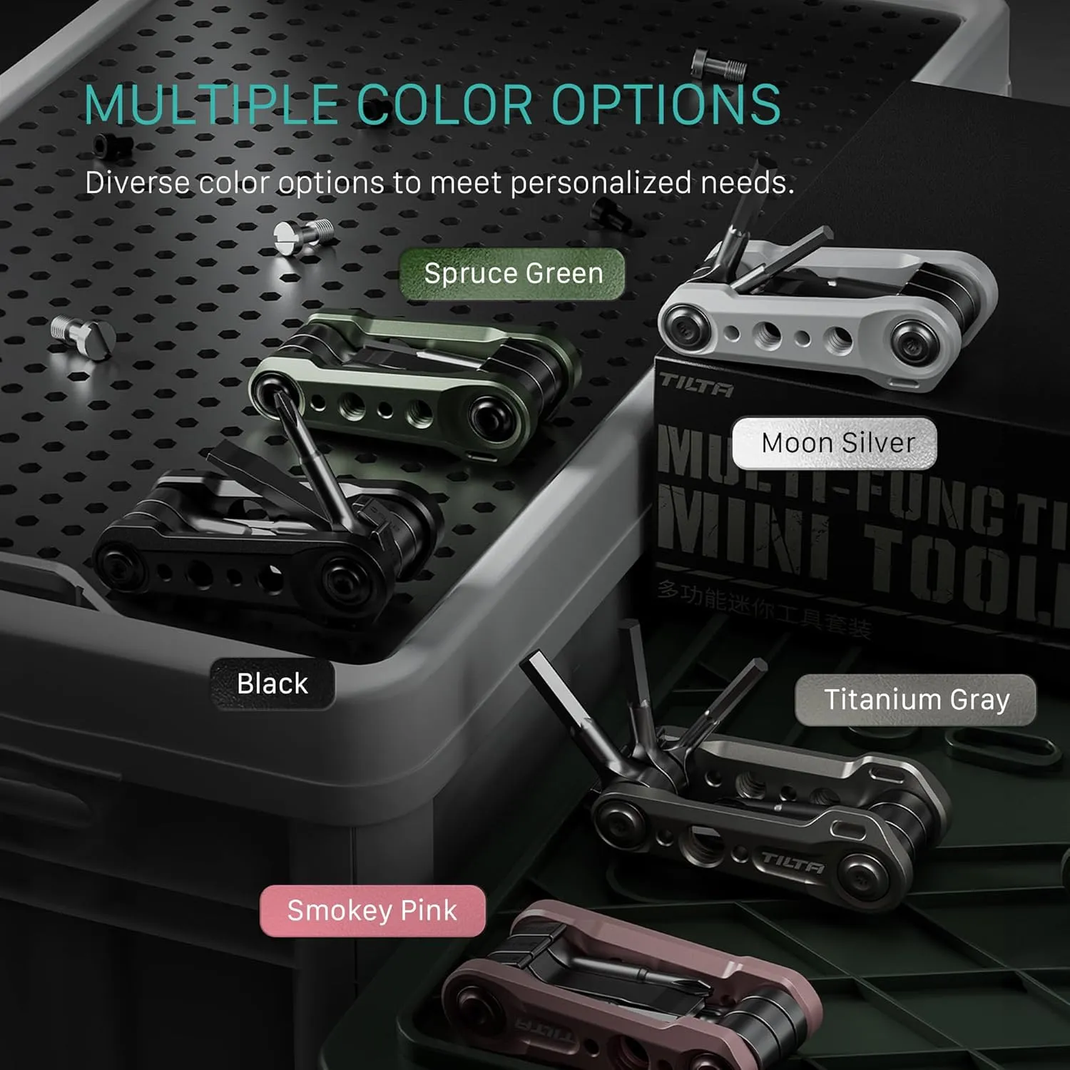 Tilta Multi-Functional Mini Tool Kit | Features Allen Keys and Screw Drivers | Compact & Lightweight | Compatible with Most Cages & Camera Systems (Smokey Pink) TA-MMT-SP