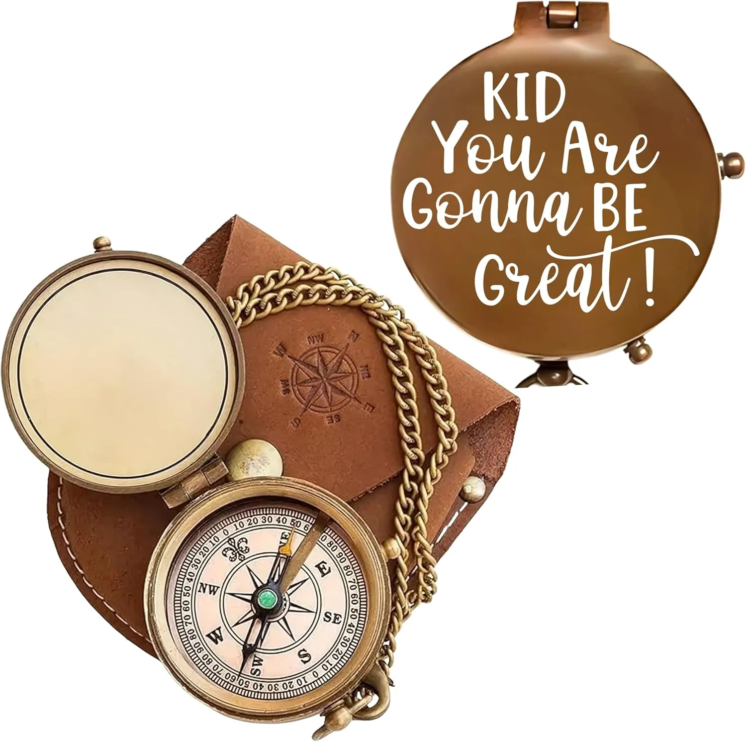to My Love Antique Brass Engraved Compass with Leather Case – Personalized Pocket Compass Gift for Husband, Boyfriend, Anniversary, Wedding & Outdoor Adventures (Antique My Love-20)