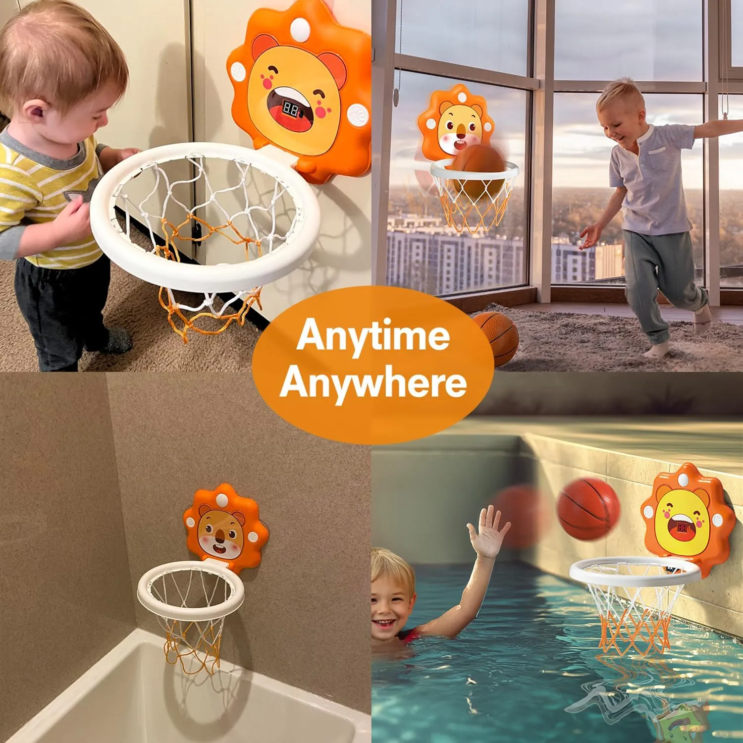 Toddlers Bath Mini Basketball Hoop Indoor,Scoreboard Portable Design Adjustable Height Ring Toss Christmas Birthday Baby Kids Boys Small Basketball Hoop Gifts Toys for Age 1-2-3-4-5-6
