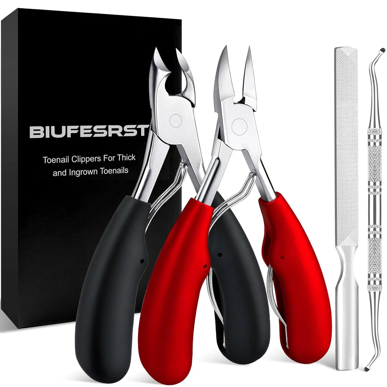 Toe Nail Clippers, Toenail Clippers for Seniors Thick Toenails Ingrown Toenails, Professional Finger Nail Clippers for Men Adult, Heavy Duty, Sharp Curved Blades Long Handle