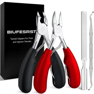 Toe Nail Clippers, Toenail Clippers for Seniors Thick Toenails Ingrown Toenails, Professional Finger Nail Clippers for Men Adult, Heavy Duty, Sharp Curved Blades Long Handle