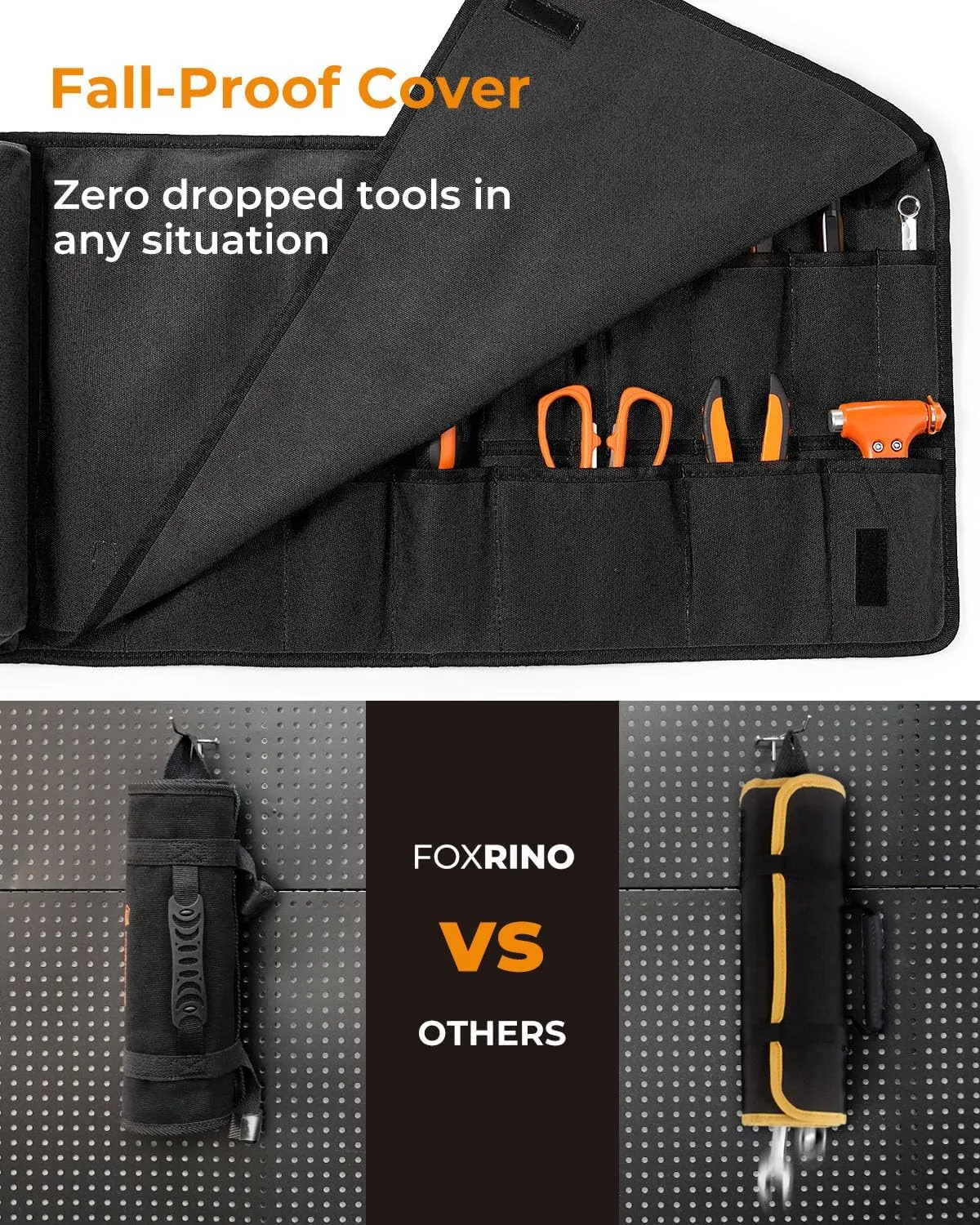 Tool Roll, Heavy Duty Tool Roll Bag Organizer, Roll Up Tool Pouch with 20   1 Pocket, Gifts for Men Father Dad Mechanic, Black