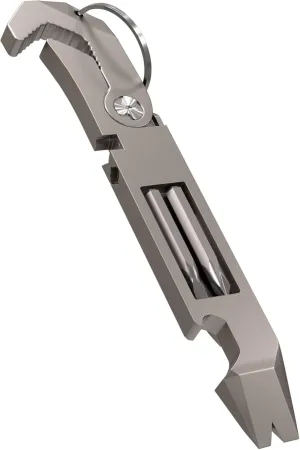TOOVEM EDC Pry Bar Multitool Titanium with Bottle Opener, Pocket Clip, Wrenches, Box Opener, Keychain, Screwdriver for Outdoor EDC Pocket Multi Tool Camping and Maintenance Accessories