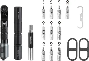 Topeak Ratchet'n Roll Pro, integrated Ratchet tool, chain tool, CO2 inflator, 3.5mm tubeless tire repair kit