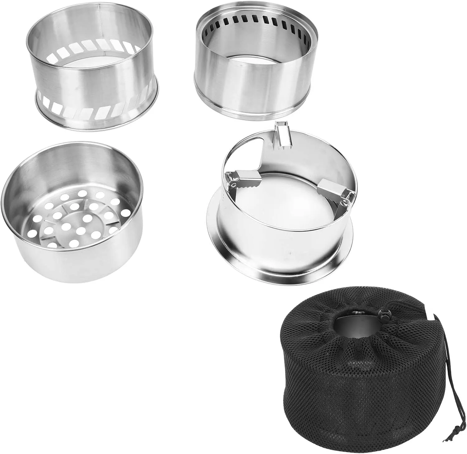 Topyond Camping Stove, Wood Burning Stove, Stainless Steel, Potable Backpacking Wood Stoves with Storage Bag for Tent Heating BBQ, Camping Essentials