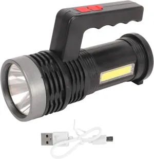 Topyond LED Flashlight, USB Rechargeable Flashlight, IPX4 Waterproof Aluminum Alloy Portable LED Searchlight with COB Side Light for Outdoor Camping