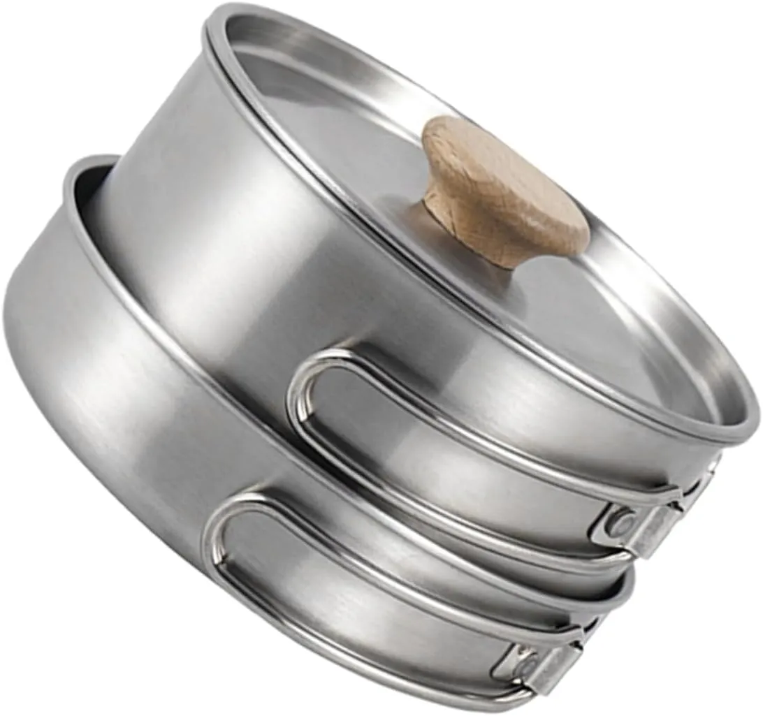 Totority Camping Pan Multi-Function Titanium Frying Pan Portable Stove Cooking Pot Wear-Resistant Camping Cookware