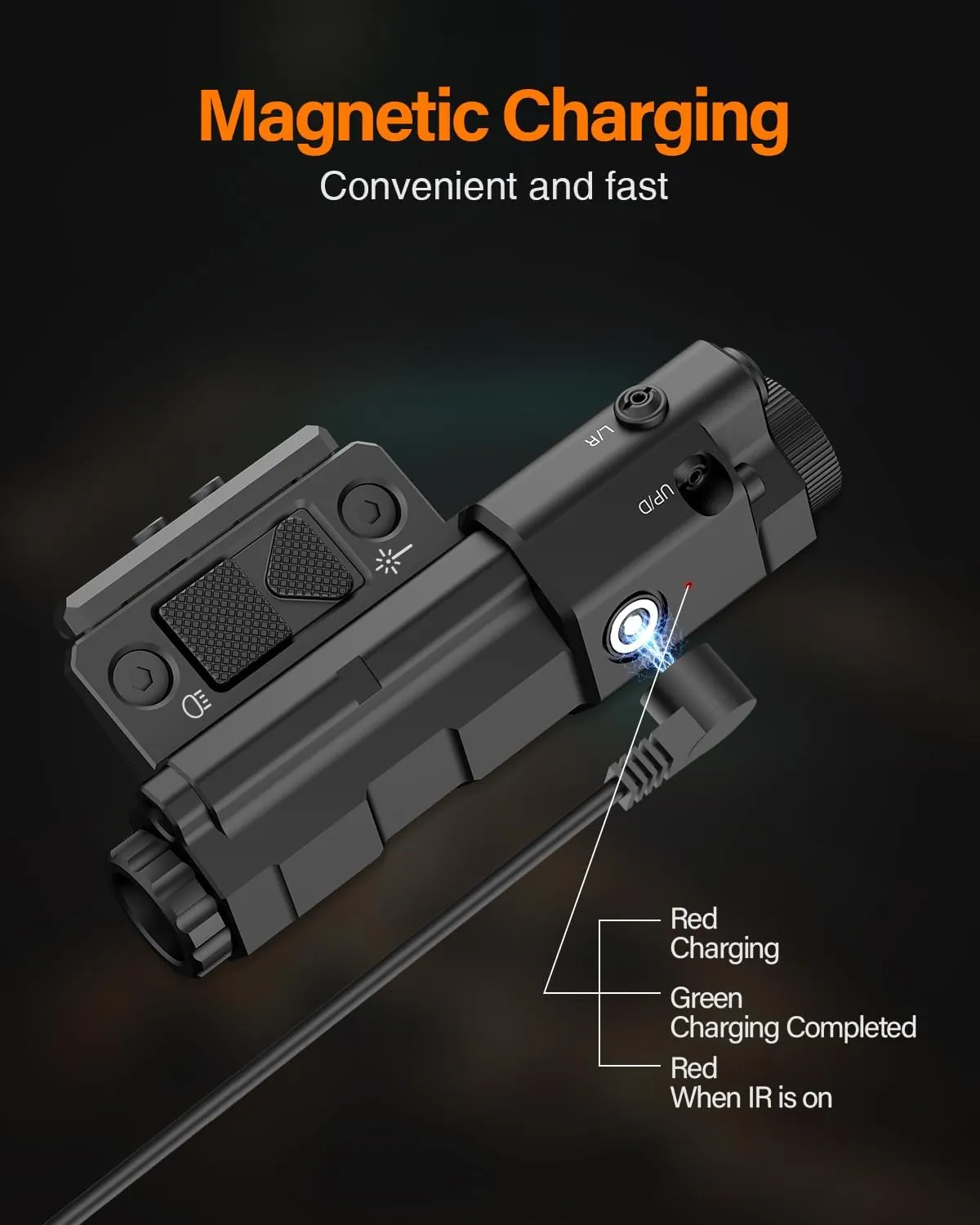 TOUGHSOUL Mlok Picatinny 2 in 1 Flashlight Laser Sight Combo, Max 1600 Lumen Rechargeable Red Blue IR Laser Flashlight for Ar Rifle (Red Laser)