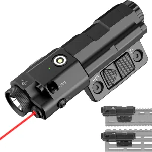 TOUGHSOUL Mlok Picatinny 2 in 1 Flashlight Laser Sight Combo, Max 1600 Lumen Rechargeable Red Blue IR Laser Flashlight for Ar Rifle (Red Laser)