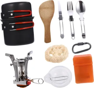 TOYANDONA 1 Set Portable Picnic Cookware Camping Cooking Kit for People Non Stick Durable Material Easy to Clean for Hiking and