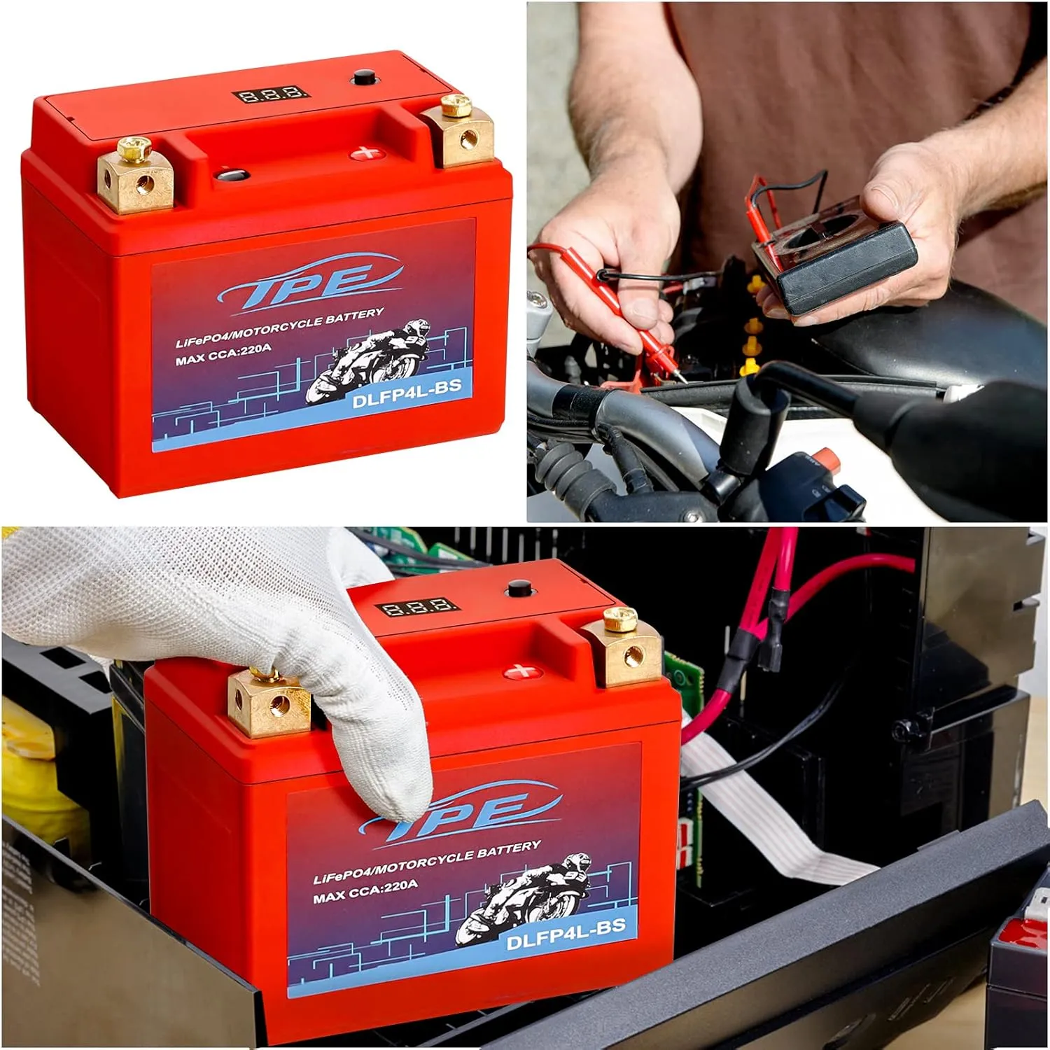 TPE Lithium Motorcycle Powersport Battery LiFePO4 Engine Start Battery 12.8V 2AH 220CCA with BMS (Smart Battery Management System) 2500-8000 Life Cycles