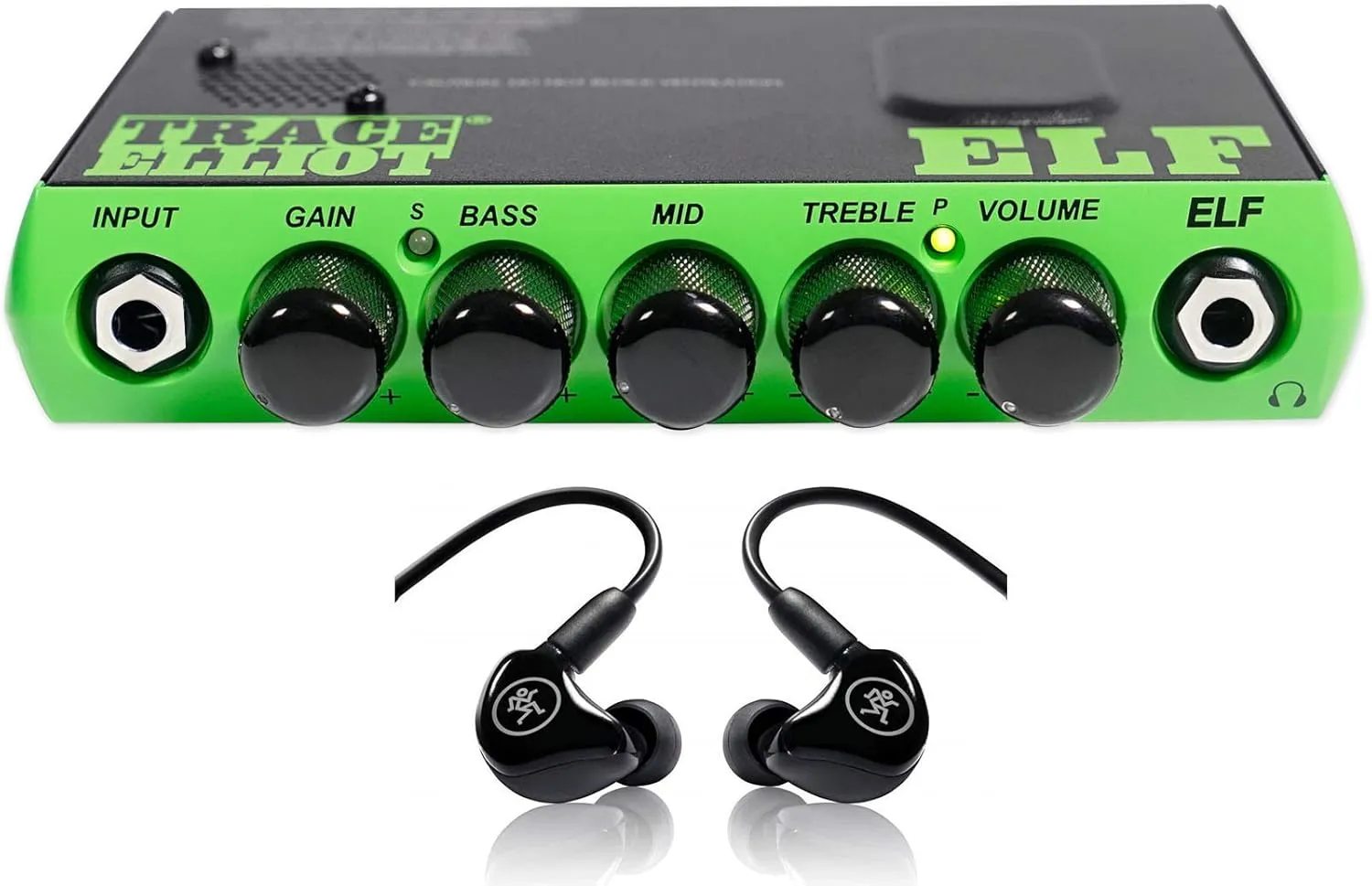 Trace Elliot ELF 200w Ultra Compact Bass Amplifier Amp Bundle with Mackie in-Ear Monitors