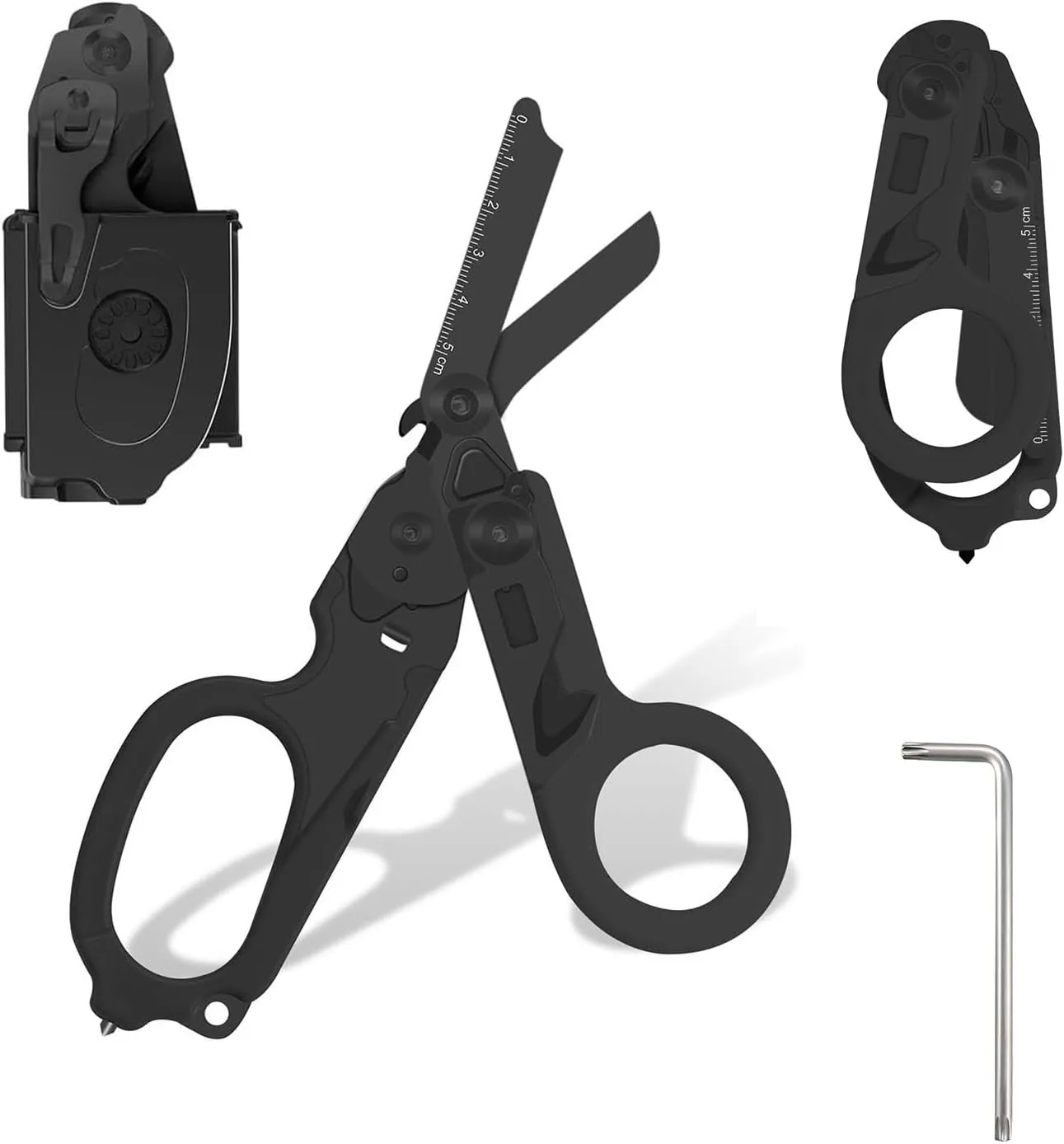 Trauma Shears Foldable with Compatible Holster, Multi Tool Emergency Response Shears for Nurses, Multi-function Outdoor Tactical Shears, Electroplating Trauma Scissors with Gift Box