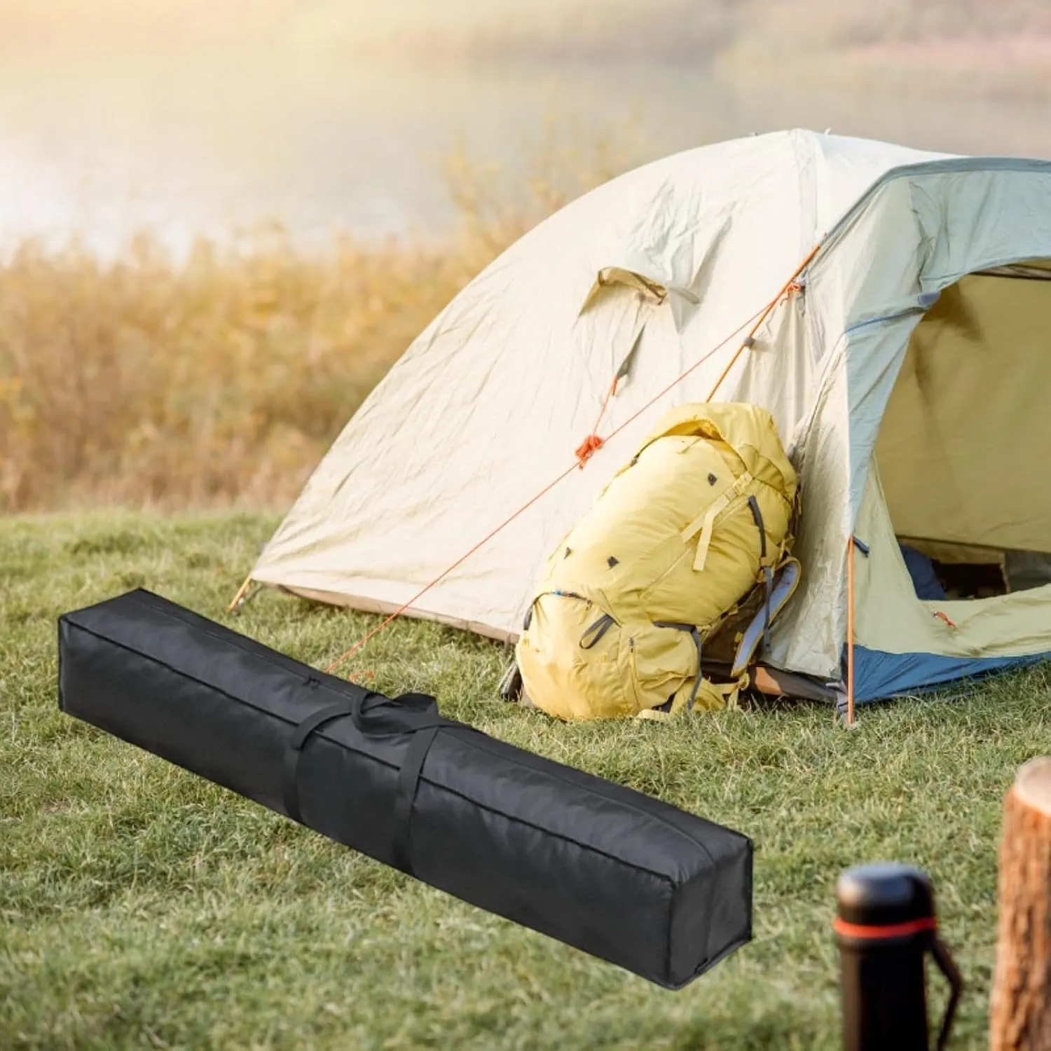 Travel Duffel Bag Waterproof Dustproof Zippered Large Sports Equipment Storage Long Luggage Bag for Camping Outdoor Gym Black, 150cmx25cmx25cm