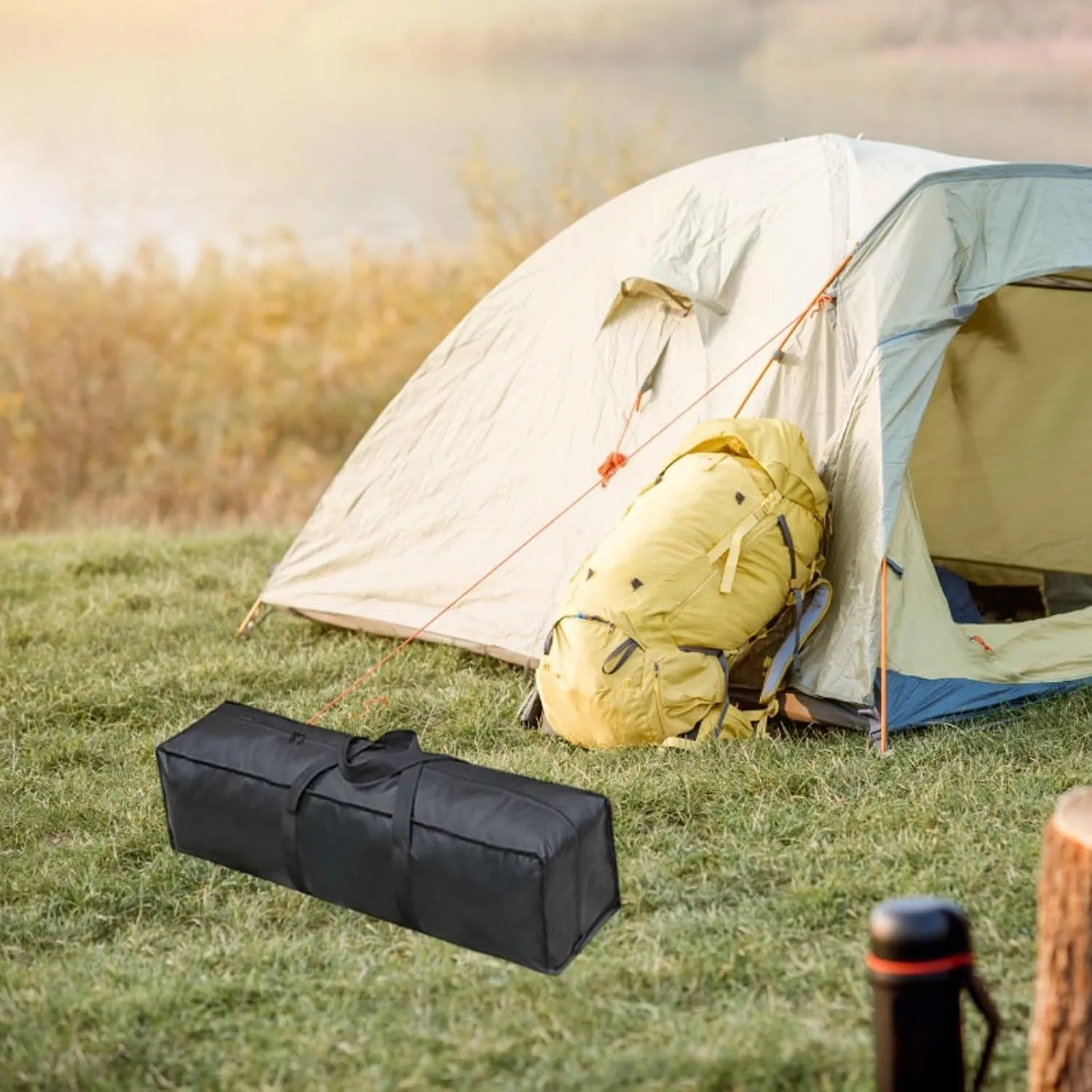 Travel Duffel Bag Waterproof Dustproof Zippered Large Sports Equipment Storage Long Luggage Bag for Camping Outdoor Gym Black, 150cmx25cmx25cm
