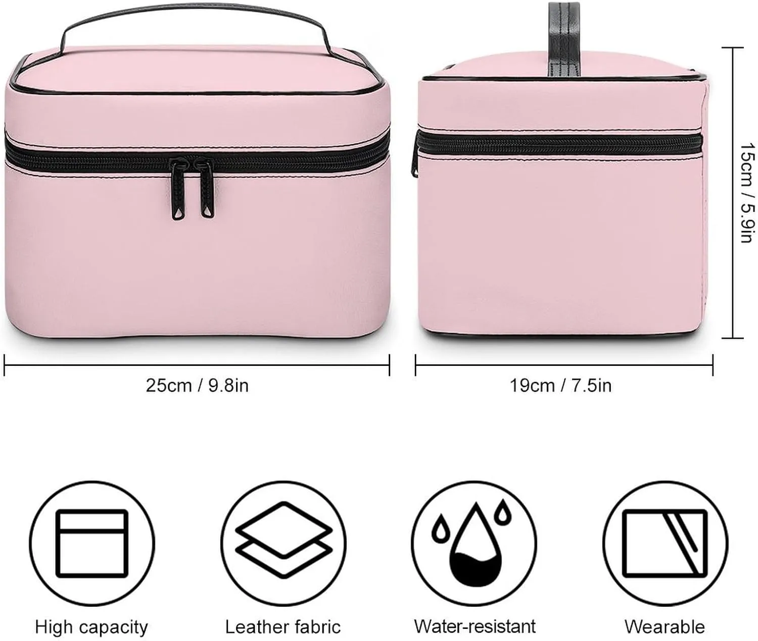 Travel Makeup Bag, Minimalist Basic Pink Cosmetic Bags for Women Large Capacity Waterproof Toiletry Bag Make up Organizer