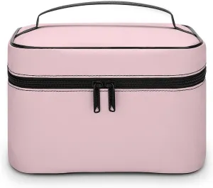 Travel Makeup Bag, Minimalist Basic Pink Cosmetic Bags for Women Large Capacity Waterproof Toiletry Bag Make up Organizer