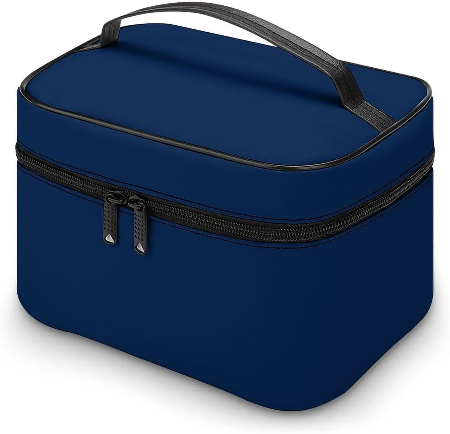 Travel Makeup Bag, Minimalist Navy Blue Solid Plain Simple Cosmetic Bags for Women Large Capacity Waterproof Toiletry Bag Make up Organizer
