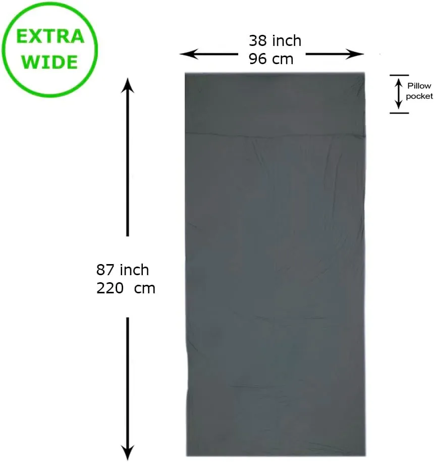 Travel Sheets for Hotel, Rayon Derived from Bamboo, Stretchy Sleep Sack for Adults, Warm Weather/Summer Sleeping Bag Liner for Camping and Travel, Rectangular with Pillow Pocket, Mummy, Cooling Sheets