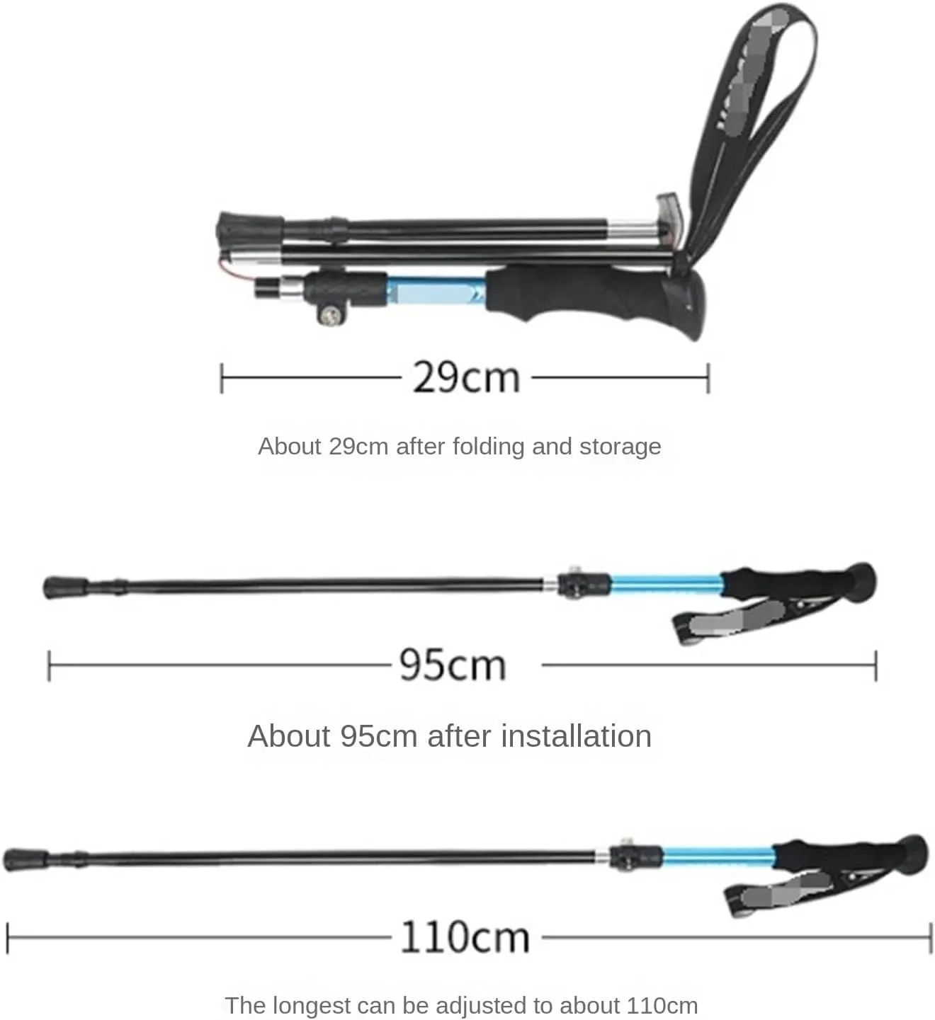 Travel Trekking Pole Aluminum Alloy Hiking Poles Trekking Poles Strong Lightweight Walking Sticks for Camping Outdoor Activities(Black,110cm)