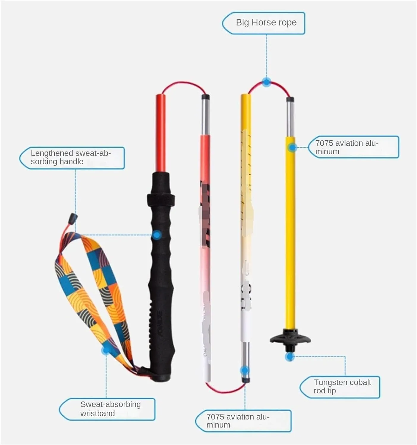 Travel Trekking Pole Carbon Fiber Trekking Poles Lightweight Strong for Hiking Camping Mountaining Outdoor Activities(110cm)