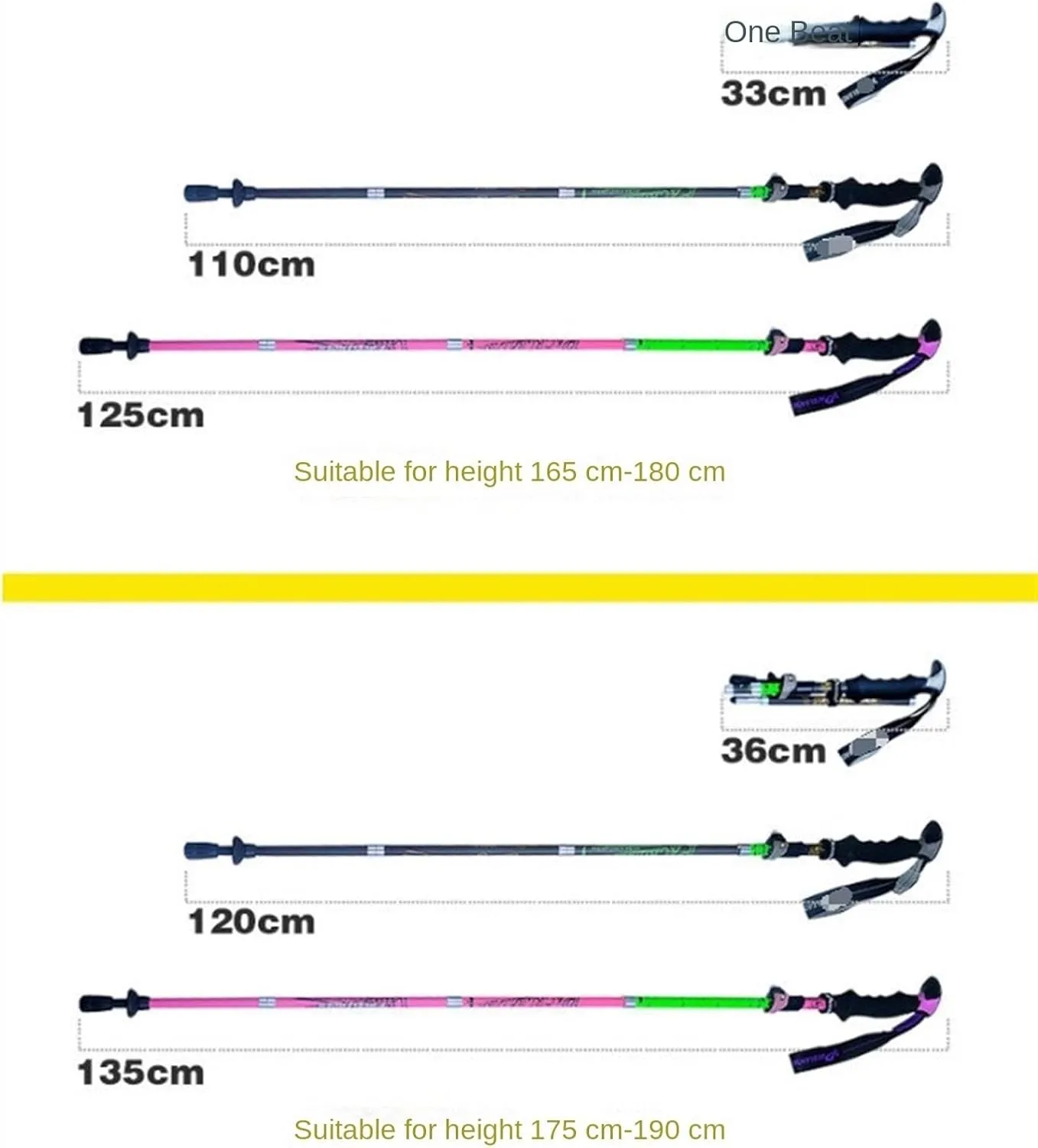 Travel Trekking Pole Carbon Fiber Trekking Poles Strong Adjustable Hiking Walking Sticks Lightweight for Camping Outdoor Activities(Pink,125cm)