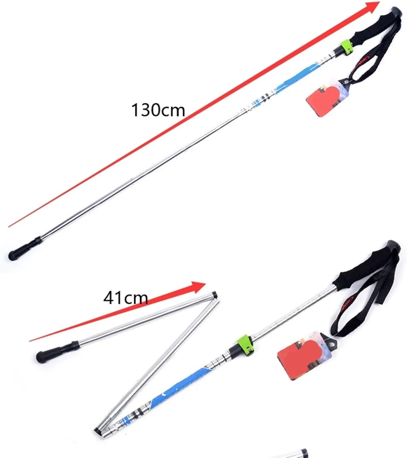 Travel Trekking Pole Folding Trekking Hiking Poles Strong Walking Stick Lightweight Aluminum Alloy for Camping Outdoor Activities(Orange)