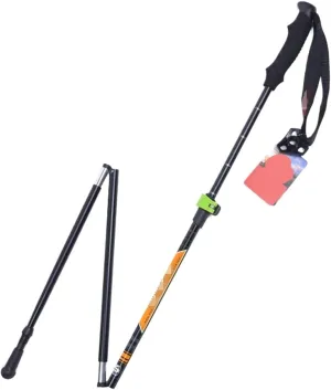 Travel Trekking Pole Folding Trekking Hiking Poles Strong Walking Stick Lightweight Aluminum Alloy for Camping Outdoor Activities(Orange)