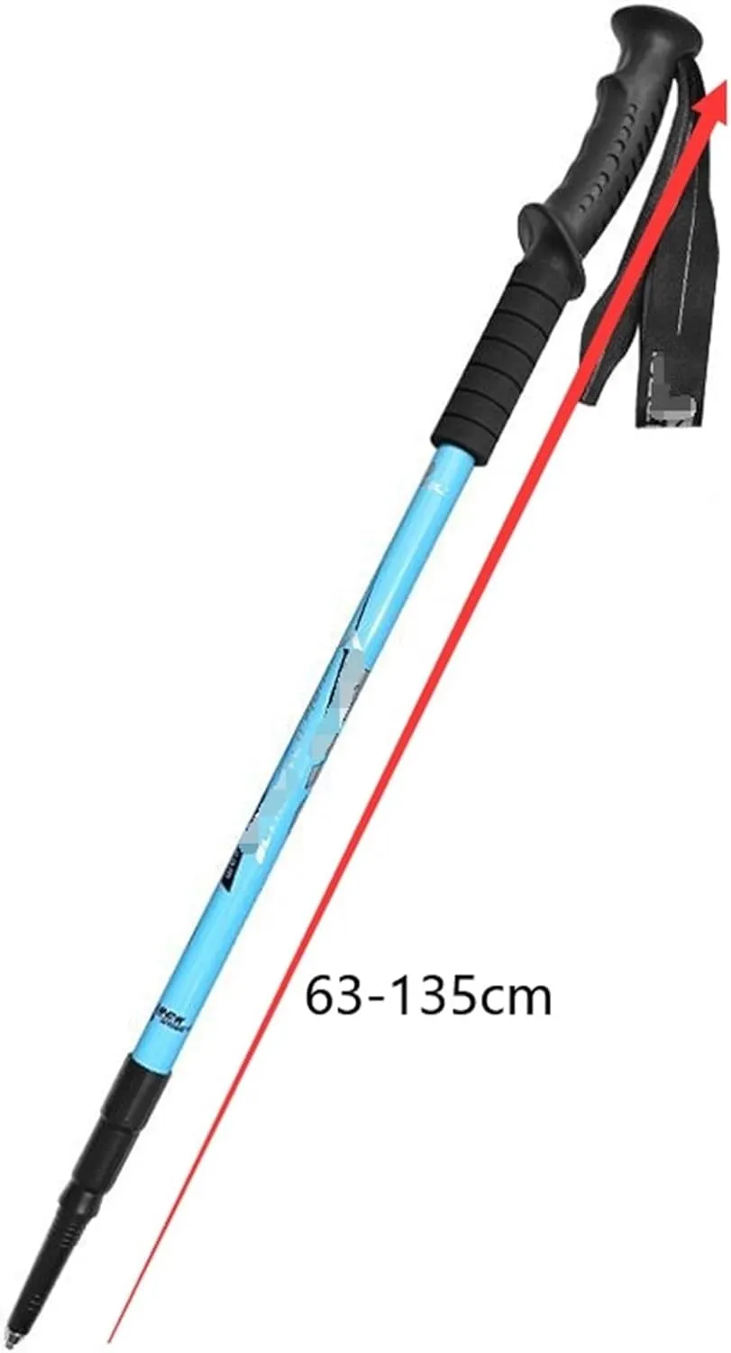 Travel Trekking Pole Outdoor Trekking Poles Walking Poles Mountain Climbing Telescopic Lightweight Aluminum Alloy Outdoor Activities(Red)