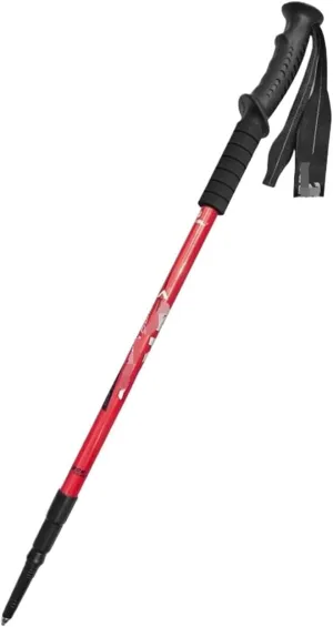 Travel Trekking Pole Outdoor Trekking Poles Walking Poles Mountain Climbing Telescopic Lightweight Aluminum Alloy Outdoor Activities(Red)