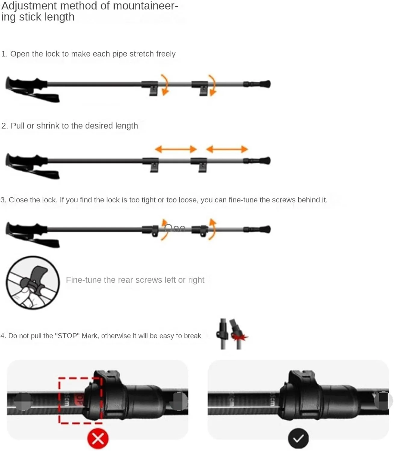 Travel Trekking Pole Trekking Poles Adjustable Hiking Or Walking Sticks Strong Lightweight Quick Adjust Outdoor Activities(Red)