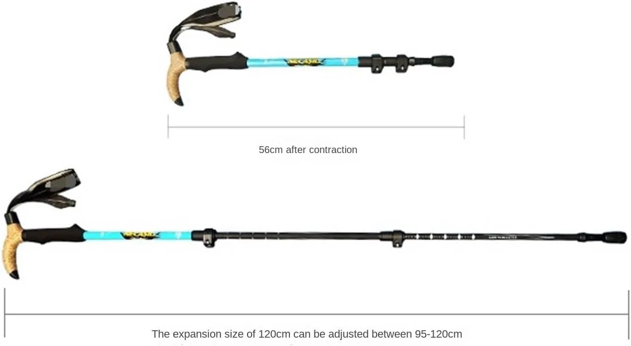 Travel Trekking Pole Walking Stick Outdoor Trekking Pole Carbon Fiber Lightweight for Hiking Camping Backpacking Outdoor Activities(Black)
