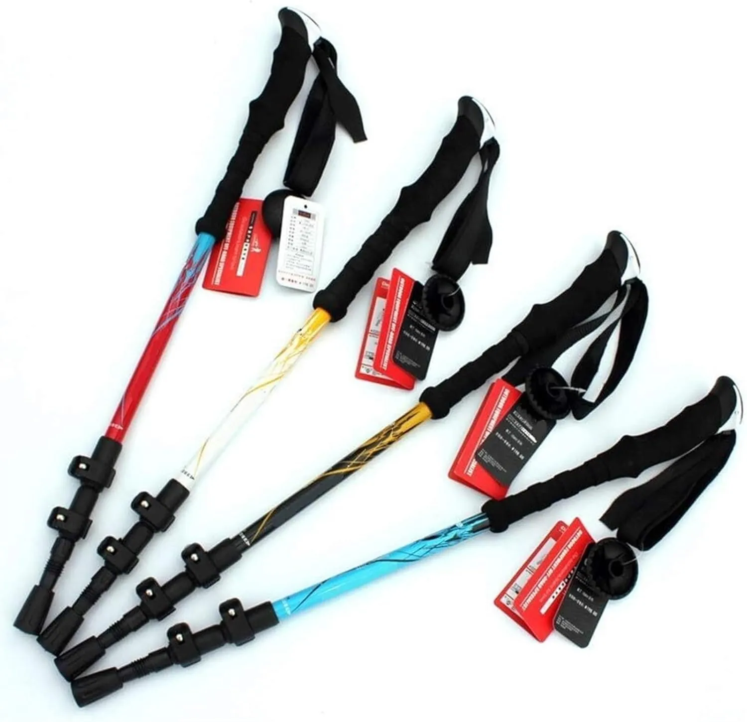 Travel Trekking Pole Walking Trekking Poles Telescopic Ultralight for Hiking Camping Mountaining Backpacking Outdoor Activities(Red)