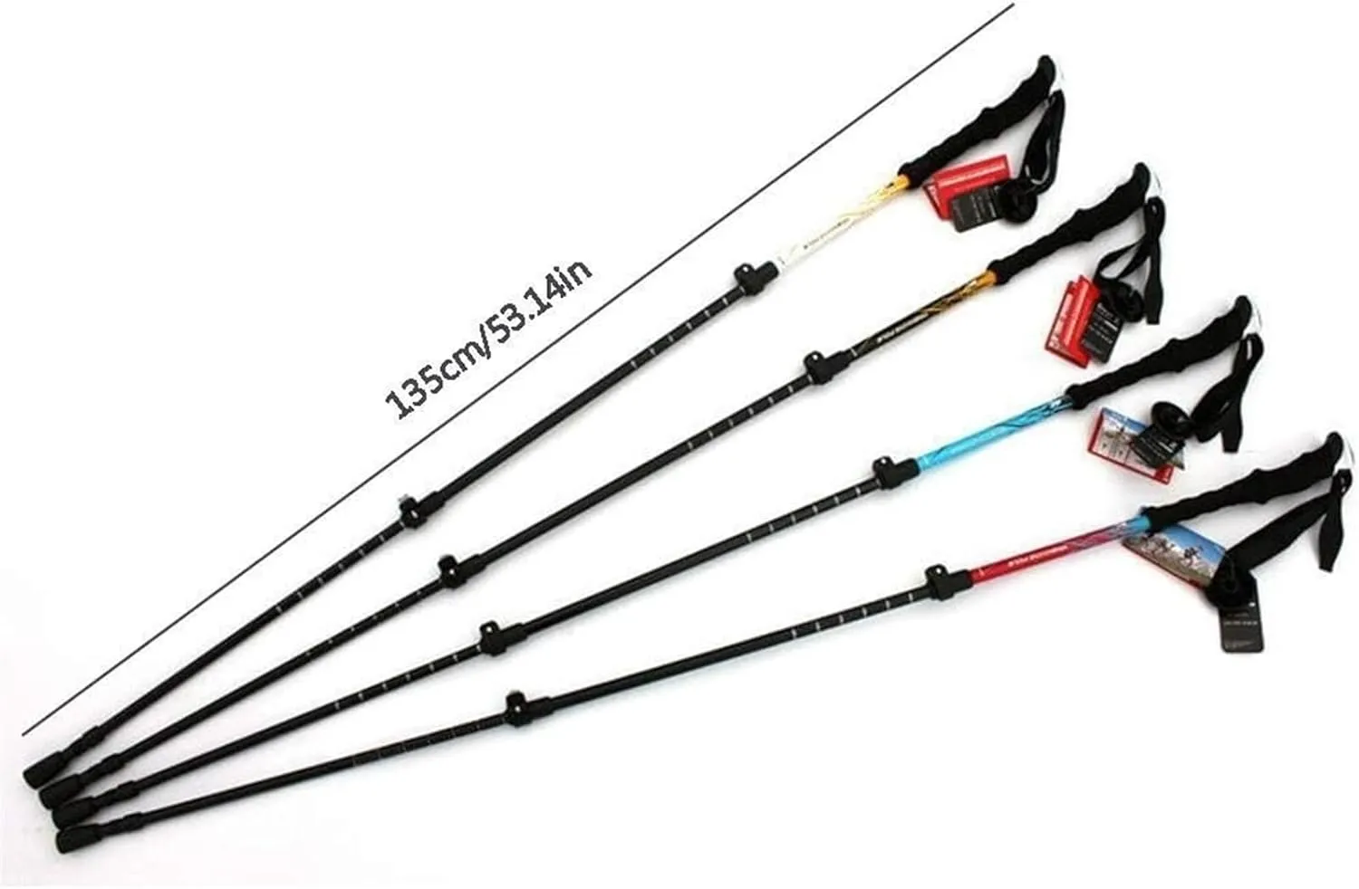 Travel Trekking Pole Walking Trekking Poles Telescopic Ultralight for Hiking Camping Mountaining Backpacking Outdoor Activities(Red)