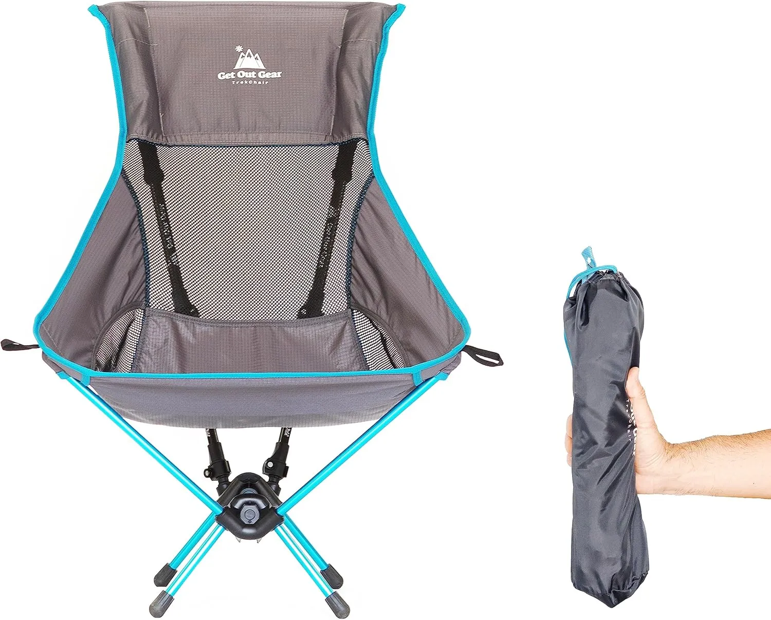 TrekChair High-Back Ultralight Backpacking Chair - Chair Only | Requires User Provided Trekking Poles
