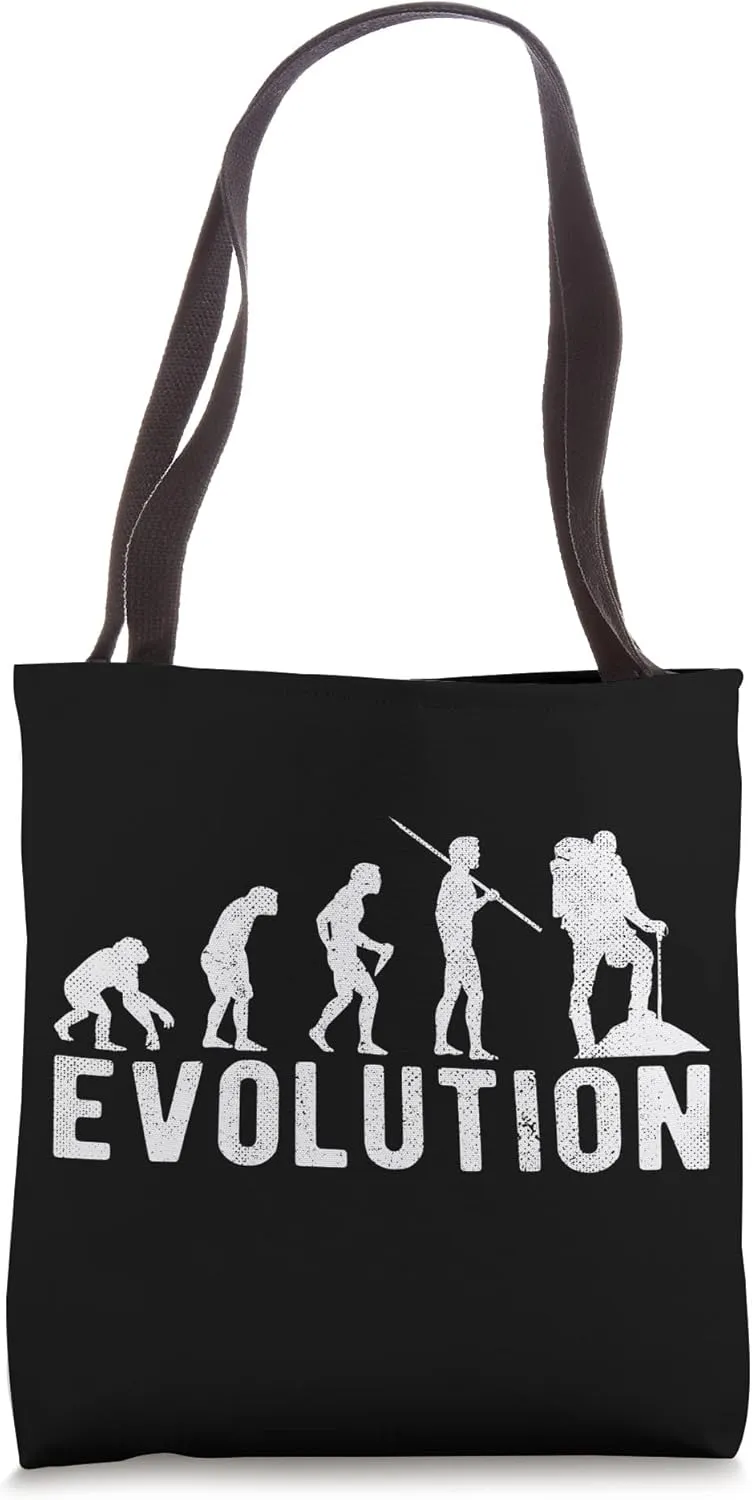 Trekking Hiking Evolution Funny Vintage Tote Bag